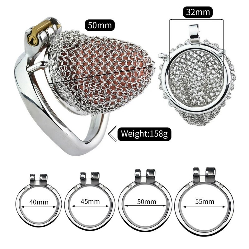 Stainless Steel Mesh Chastity Device Smooth Penis Cock Dong Cage Bondage Ring