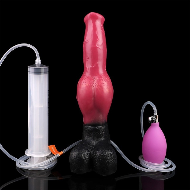 Squirting Dildo Ejaculating Big Knot 10&Prime; Fantasy Inflatable Dildo w/ Suction Cup