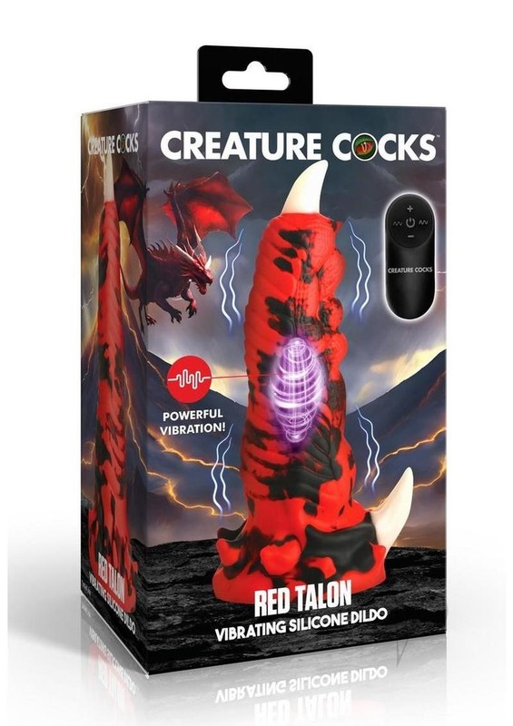 Creature Cocks Red Talon Vibrating Rechargeable Silicone Dildo – Red/Black