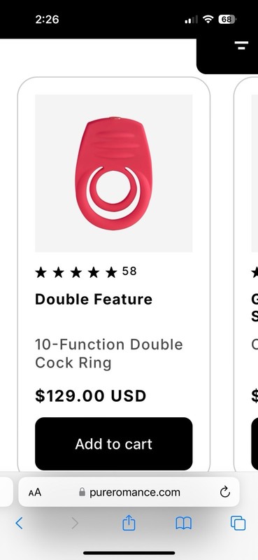 Pure Romance Double Feature Penis / Testicle Ring with Vibrator - Retail $119.00 gallery
