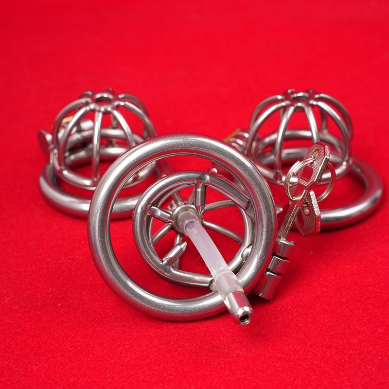 Lockable Chastity Cage Sounds Plug Penis Dilator Cock Bird Bondage Device BDSM gallery
