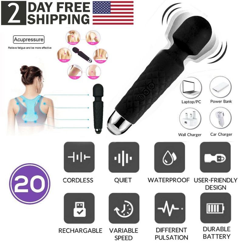 Multi-Speed USB Handheld Magic Massager Wand Vibrating Massage Full Body Therapy
