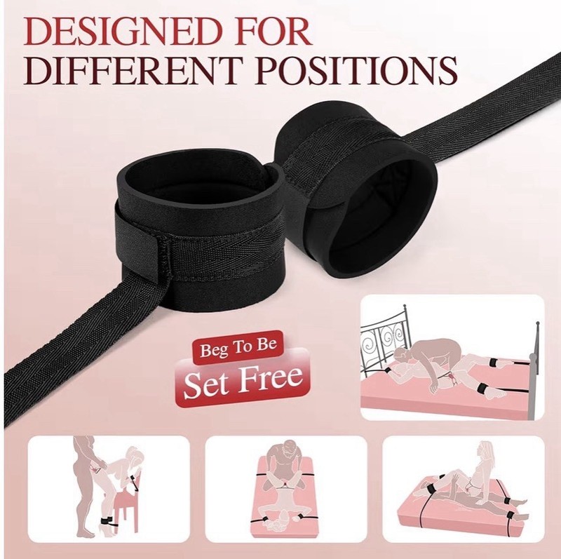 Bed Restraint Kit & Wearable Vibrating Panty Remote/App Control Set gallery