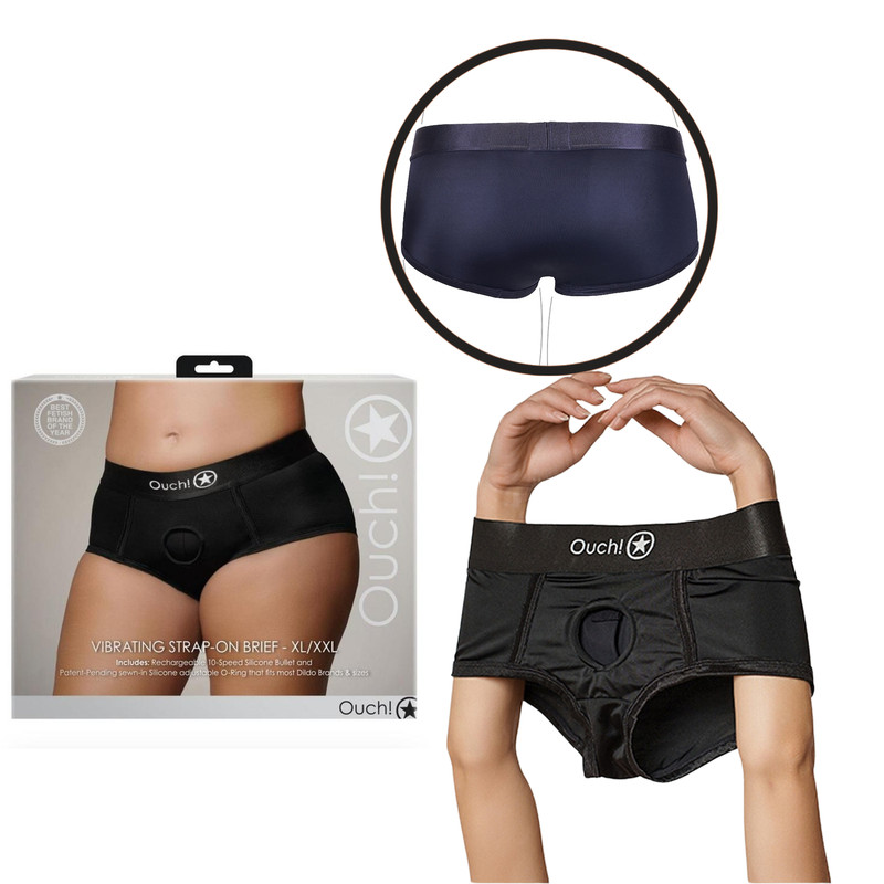 Wearable Lingerie Vibrating Strap-on Brief With Multi-Speed Bullet Vibe – L/XXL