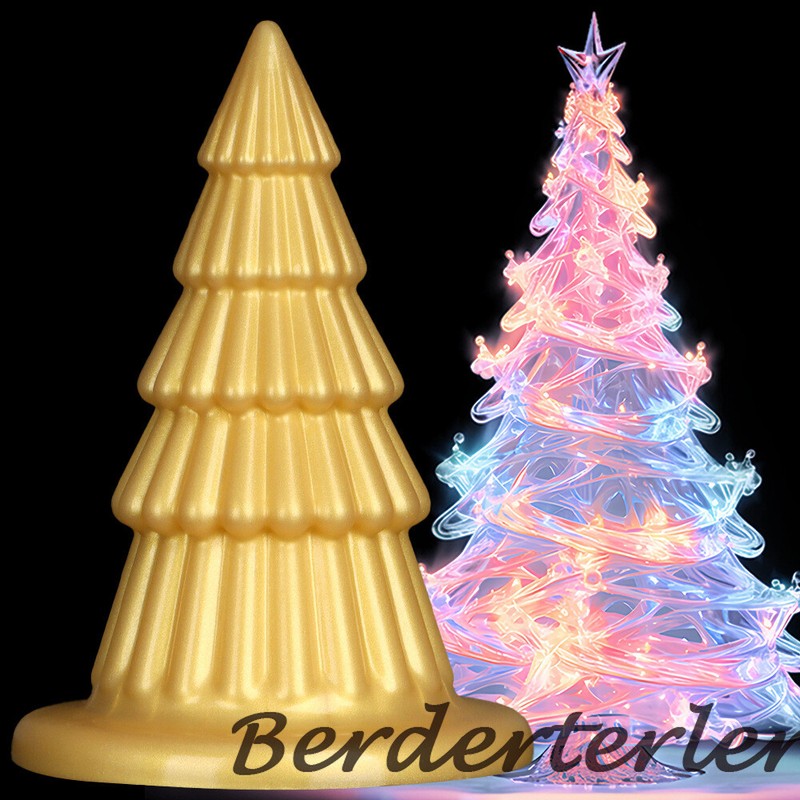 Christmas Tree Silicone Large Anal Plug 19.5cm Suction Cup Thick Anal Expansion
