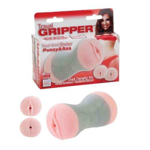 Cal Exotics Travel Gripper Pussy and Ass Stroker Pink – Combo Masturbator Sleeve