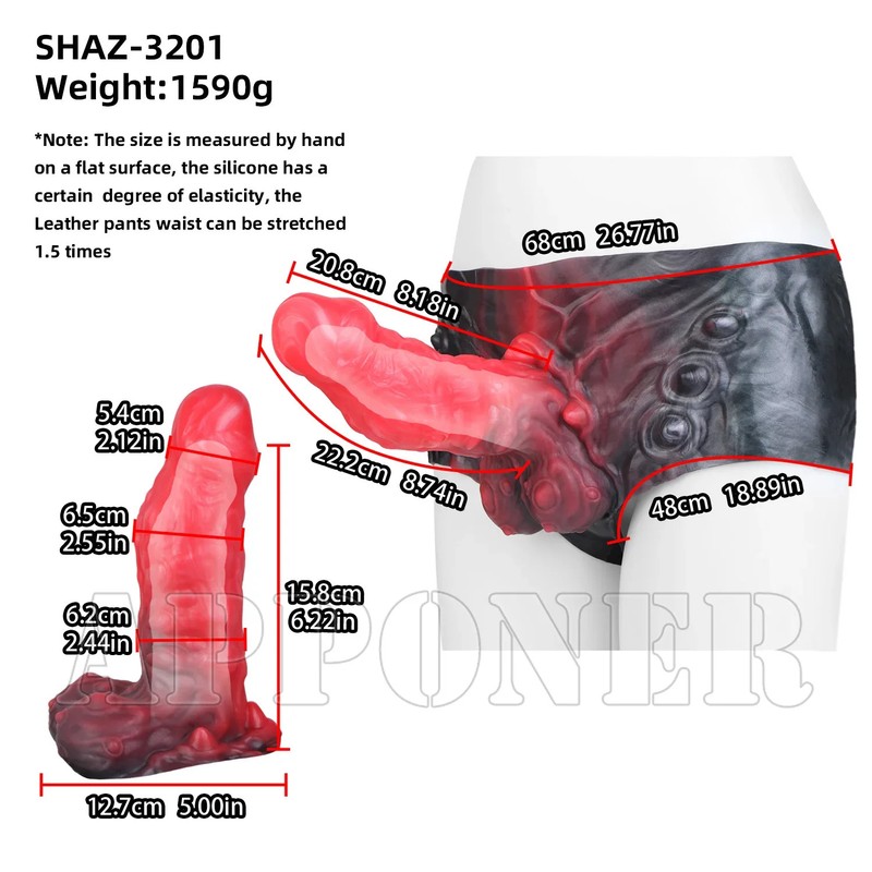 Silicone Strap on Dildo Panties 8.46" Hollow Penis Extender Sleeve Men Couples gallery