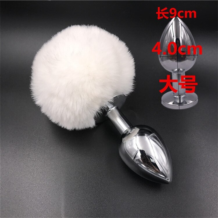White Tail Alloy Stainless Steel Woman Anal Butt Plug Anal Sex Toy for Women