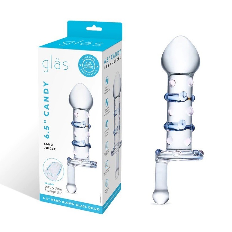 Glass Candy Land Juicer Anal Butt Plug with Crank P-spot Anal G-spot Dildo