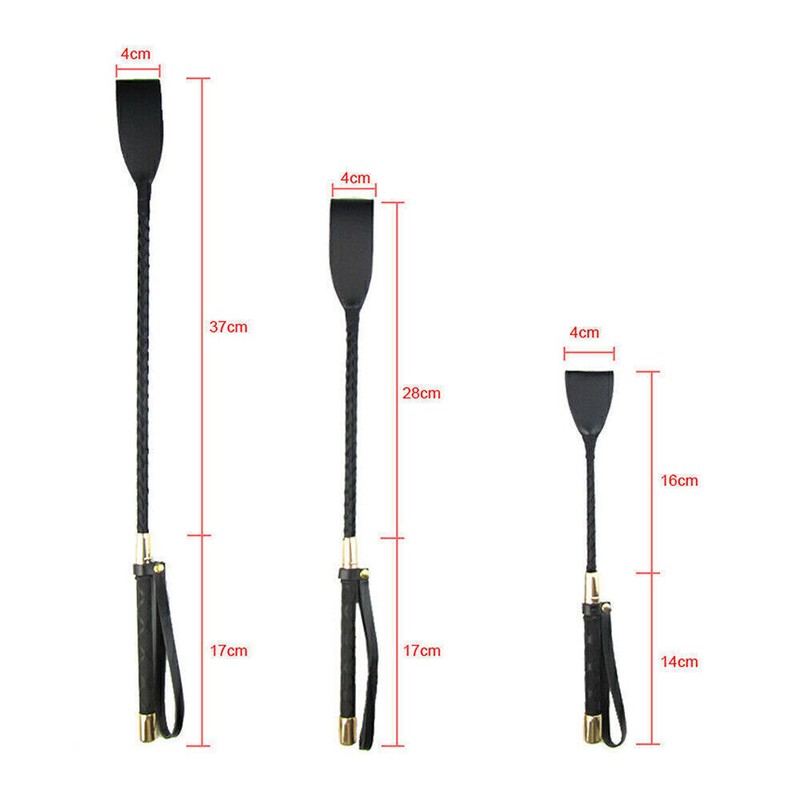 Soft Leather Riding Crop Straight Leather Handle Flogger Horse Whip Black