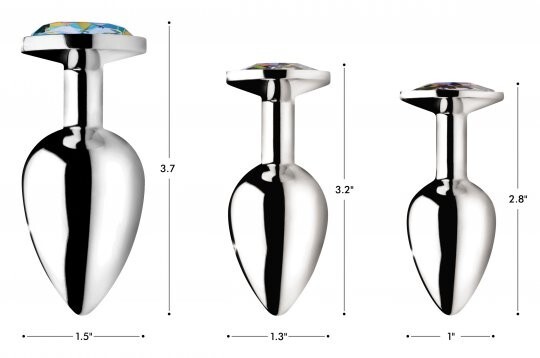 Small Medium Large Rainbow Prism Gem Anal Plug Temperature Ass Butt Play Metal S
