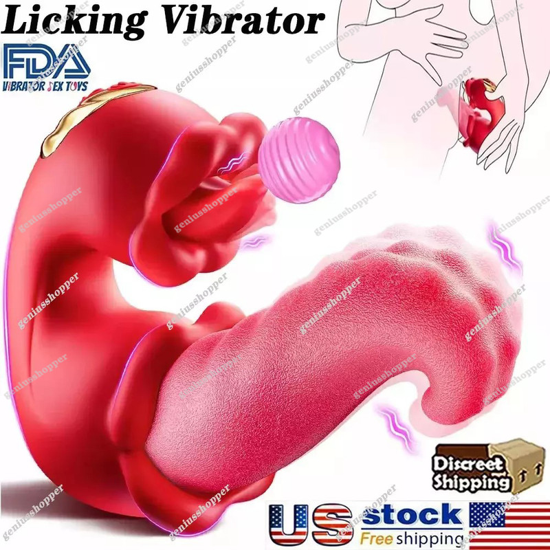 Rose Tongue Vibrator Clit G-Spot Dildo Massage Licking Oral Sex Toy Women Orgasm