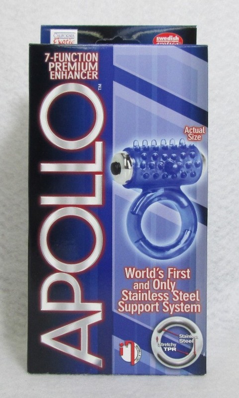 Apollo 7 Function Premium Enhancer Vibrating Blue Cock Ring Bullet 1.5&Prime; w/ Nubs