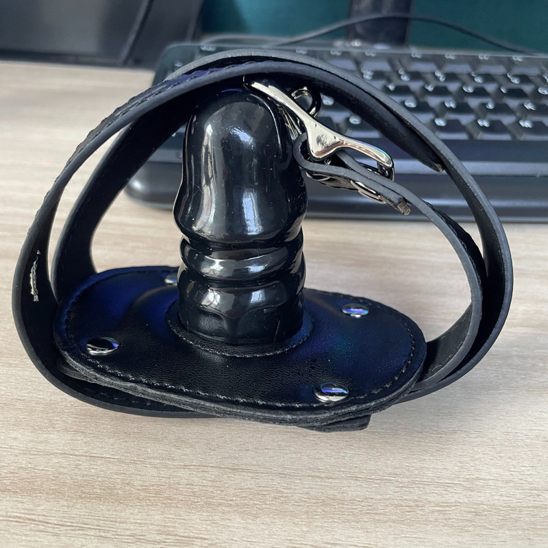 Mouth Gag with Short Dildo Penis Oral Open Mouth Belt Plug Fetish Black Sex Toys gallery