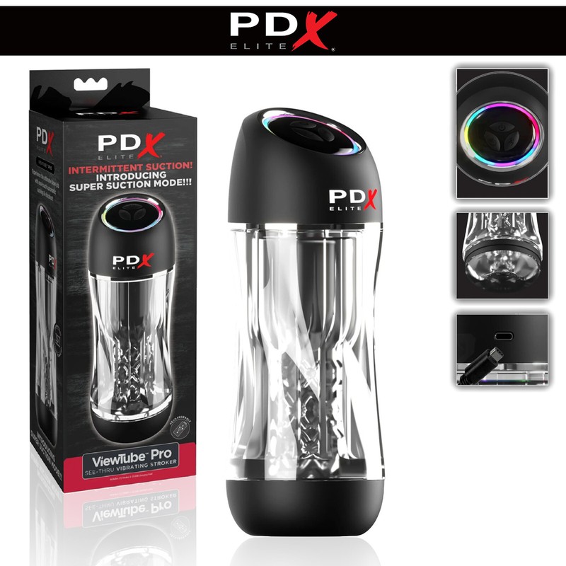 PDX Elite ViewTube Pro See-Thru Vibrating Stroker with Suction Auto Masturbator