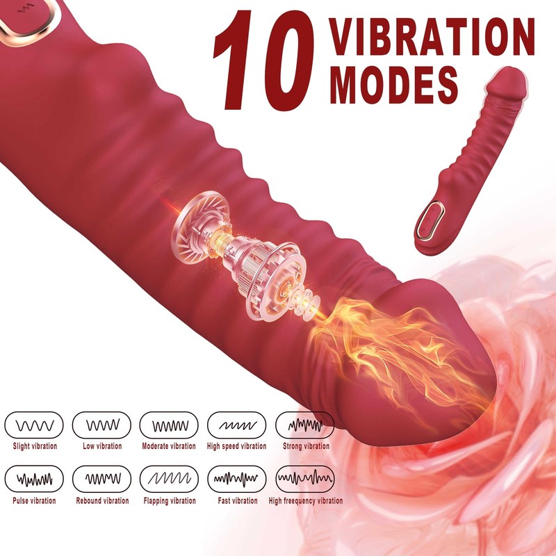9.45" Long Heating Vibrating Dildo Anal Plug Massager/Inflatable Sex Pillows US gallery