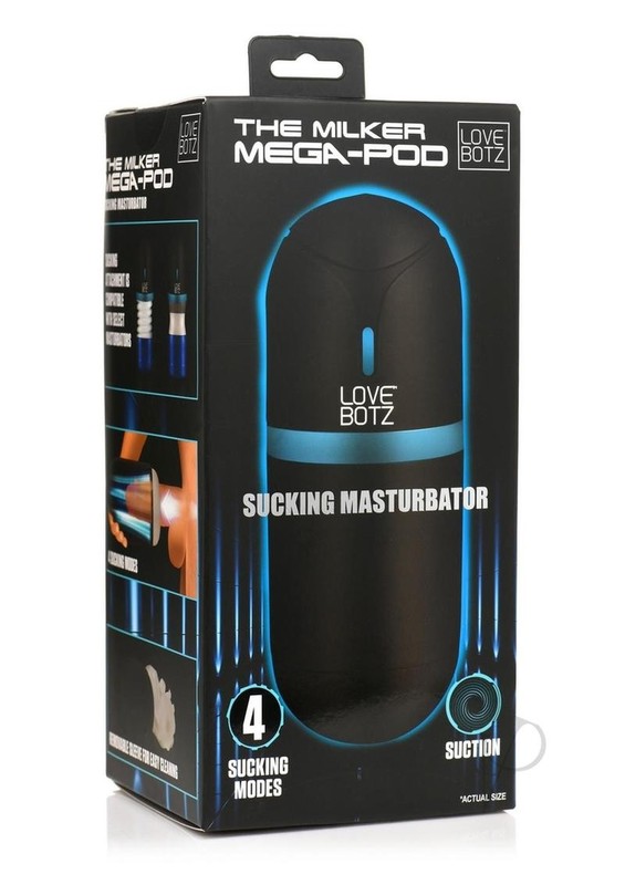 LoveBotz The Milker Mega-Pod Sucking Rechargeable Masturbator – Black/Clear