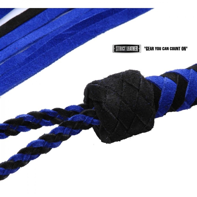 Strict Leather Suede Flogger Black and Blue Crop Whip IMPACT Bondage BDSM 18" gallery