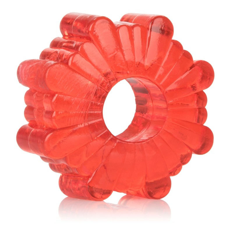 Basic Essentials Enhancer Cock Ring 4 Pack Red - Male Prolong Orgasm gallery