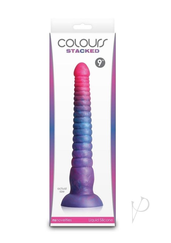 Colours Stacked Silicone Dildo 9in – Pink/Blue