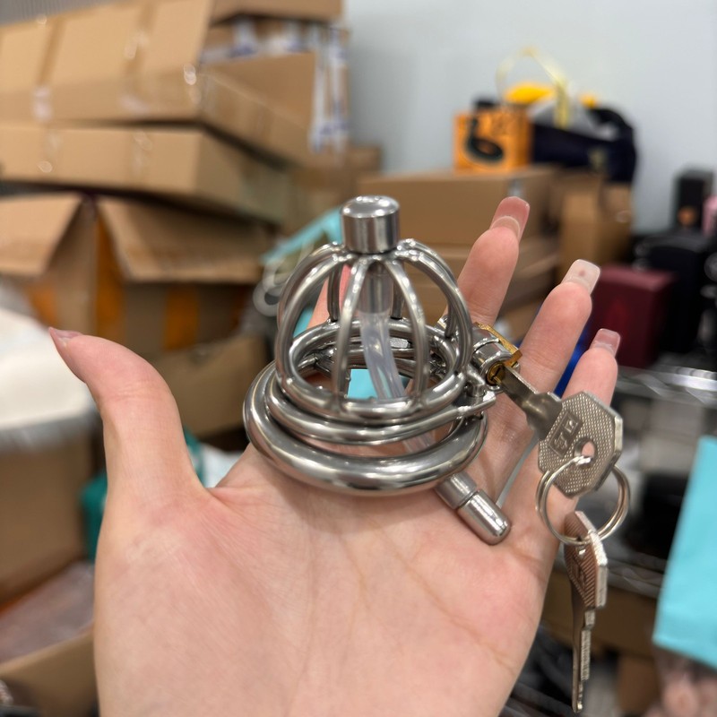 Lockable Chastity Cage Sounds Plug Penis Dilator Cock Bird Bondage Device BDSM gallery