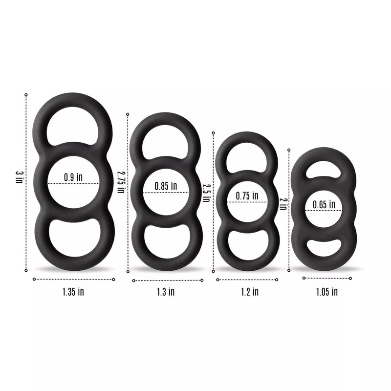 4PACK Tension Rings for Penis Vacuum Pumps Uncoated Silicone | 2 to 4 Inch gallery