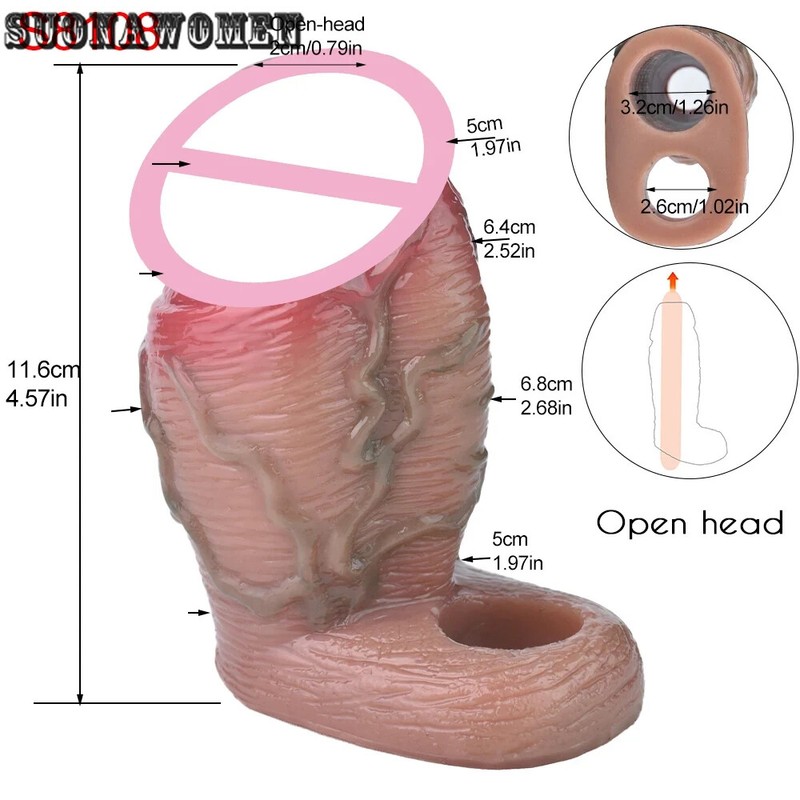 Open-ended Lifelike Silicone Penis Sleeve Soft Hollow Dildo With Anti-drop Toys gallery