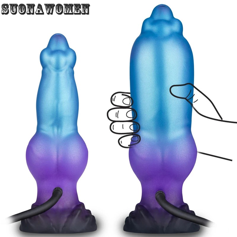 Colorful Squirting Inflatable Anal Plug Dildo Big Penis Adult Sex Toys for Women gallery