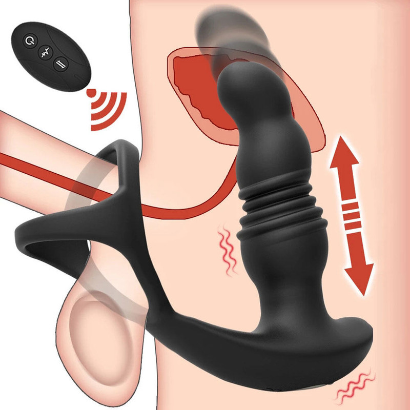 Male Prostate Massager Anal Butt Plug Penis Cock Ring G-spot Vibrator Sex Toy