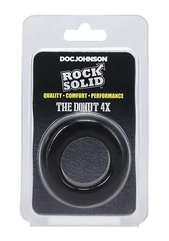 Rock Solid Donut 4x Super Stretchy Adult Male C-Ring Black, New