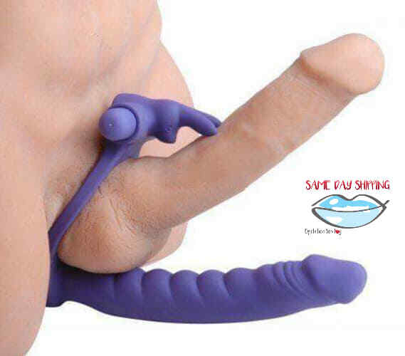 Frisky Double Penetration Vibrating Rabbit Cock Ring VaginaAnal DP Sex W/Battery