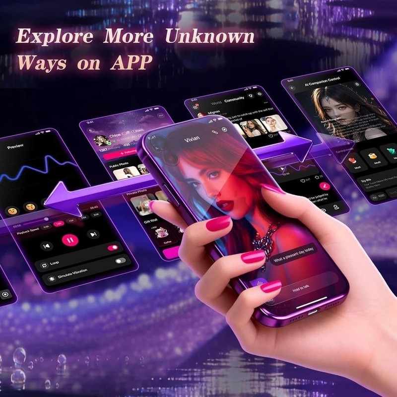 Rabbit Ear Nipple Vibrator with App & Remote Control – Purple 9-in-1 gallery