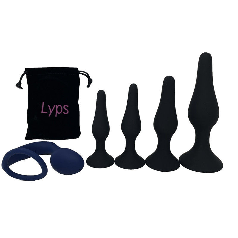 5 Piece Silicone Anal Training Kit Butt Plug Premium Prostate Vibrating Massager
