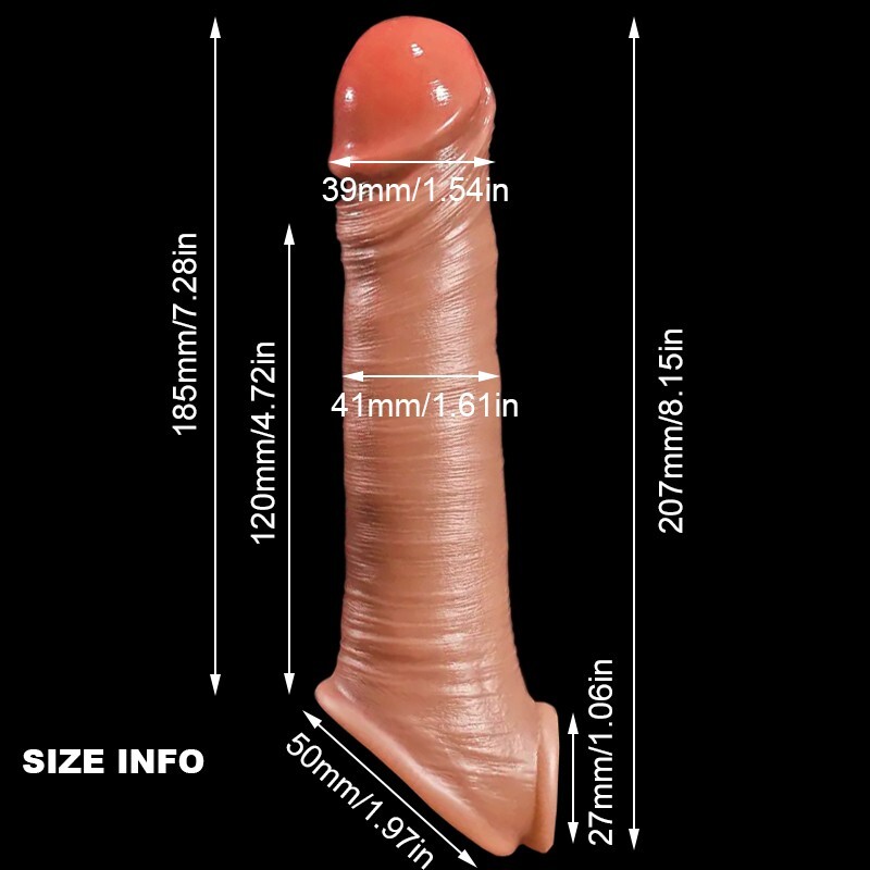 8"Realistic Extra Long Male Penis Extension Sleeve Extender Lifelike Cock Sheath gallery