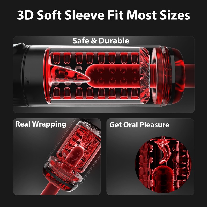 Male Masturbator Penis Pump - AI Powered Pocket Pussy Sex Toys Black Red gallery