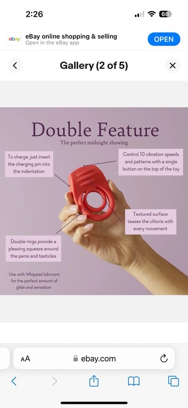 Pure Romance Double Feature Penis / Testicle Ring with Vibrator - Retail $119.00 gallery