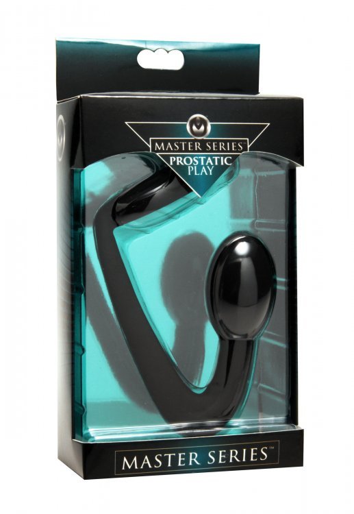 SILICONE COCK RING & PROSTATE PLUG MASTER SERIES PROSTATIC PLAY BLACK