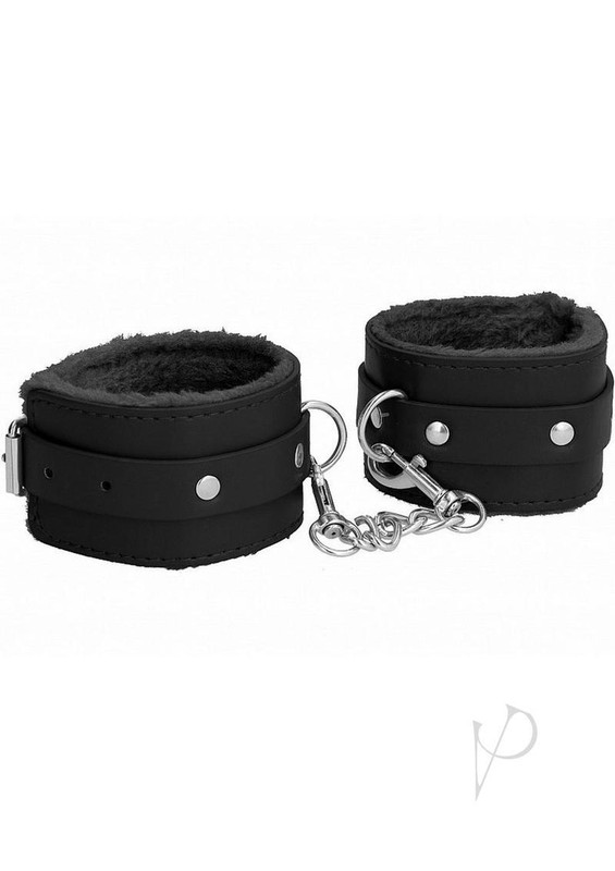 Ouch Plush Leather Wrist Cuff Black gallery