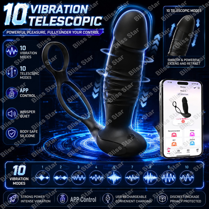Male Prostate Massager Vibrator Thrusting Anal Butt Plug Dildo Sex Toys for Men
