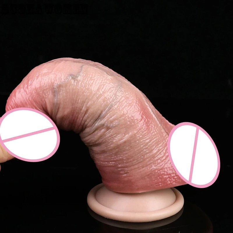 Lifelike Dual-Layer Silicone Dildo With Strong Suction Cup Realistic Anal Plug gallery