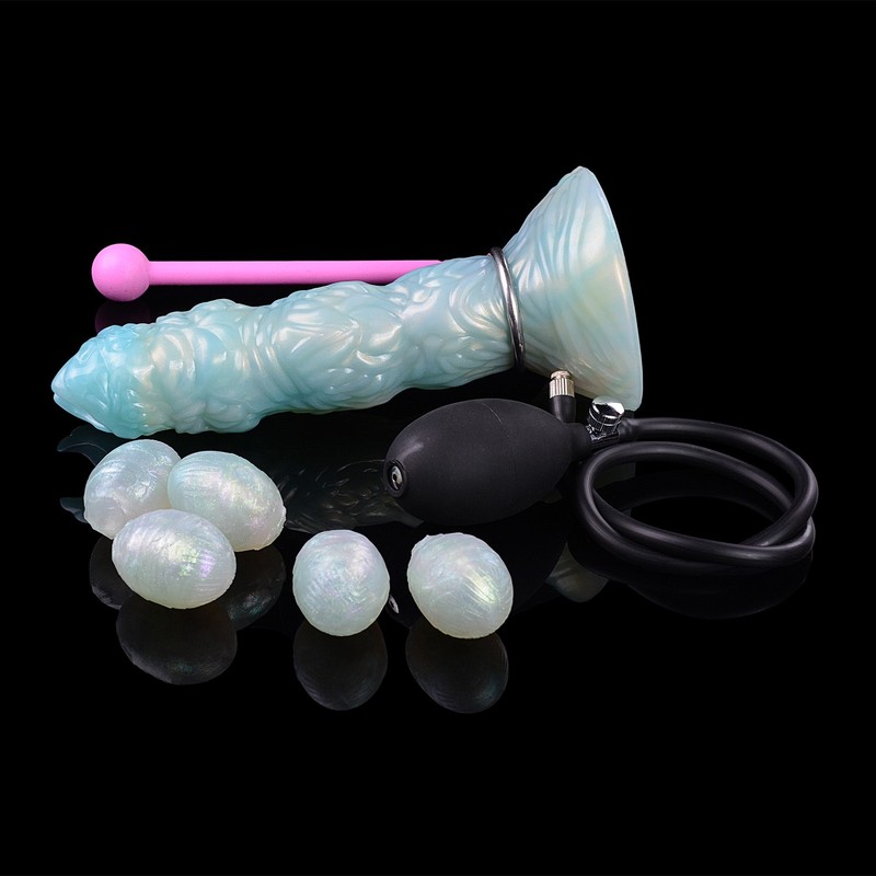 Alien Ovipositor Dildo Hollow Penis with 5 Laying Eggs Silicone Sex Toy Women gallery