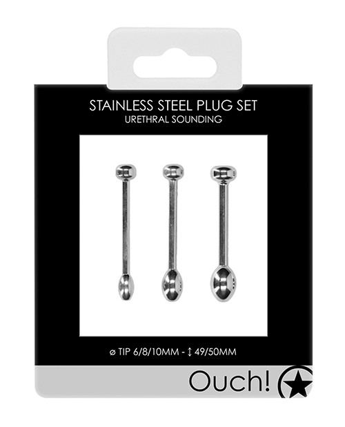 Shots Ouch Urethral Sounding Metal Plug Set – 49/50 mm