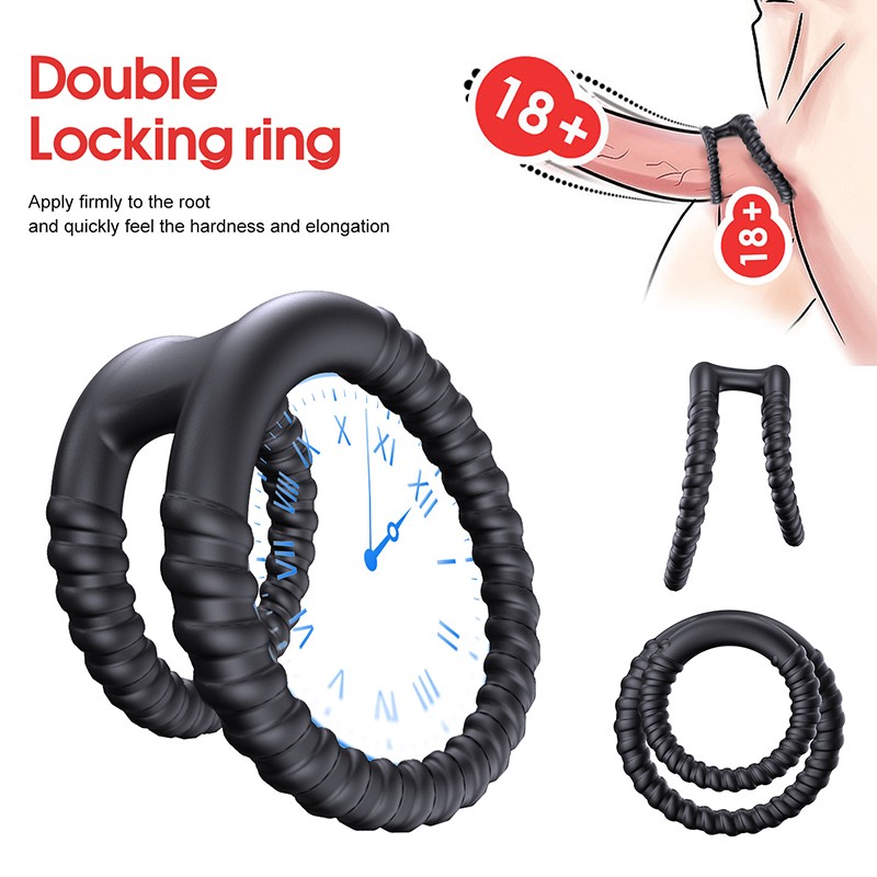 Silicone CBT Ball Stretcher Stretch Scrotum Bondage Dual Cock Ring Male Sex Toy gallery