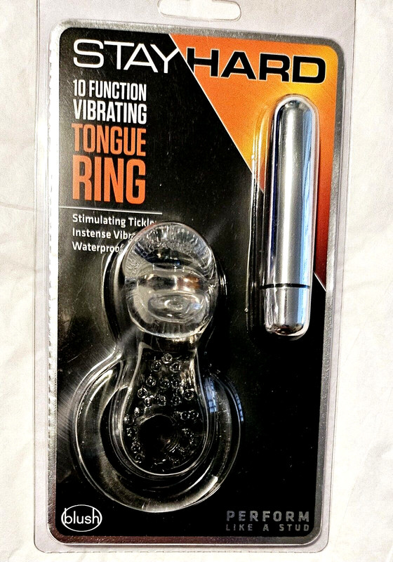Stay Hard Cock Ring 10 Function Bullet Vibrator w/Tongue Tickler Stimulation gallery