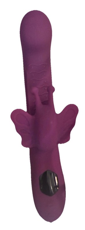 Rabbit Style Dual Stimulator Vibrator Chrome Ring Handle Adult Toy