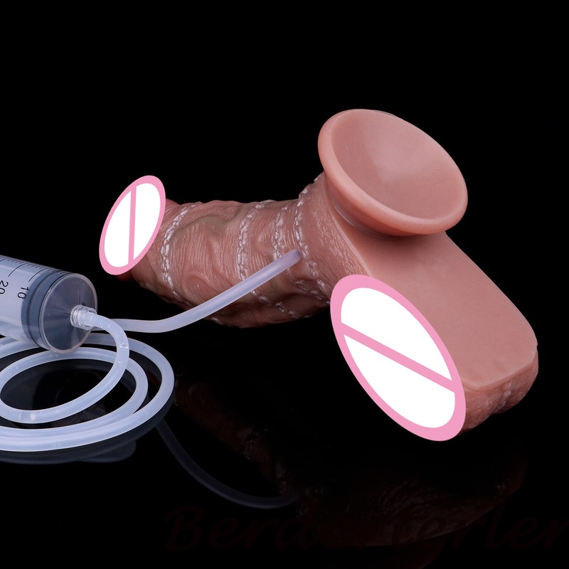 Silicone Lifelike Squirting Penis With Sucker Ejaculation Realistic Dildo SexToy gallery