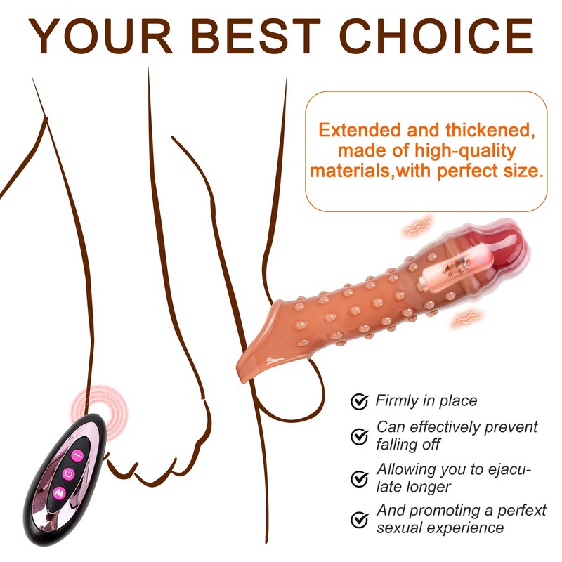 Male Vibrator Cock Girth Enlarger Enhancer Penis Extension Extender Sleeve Men gallery