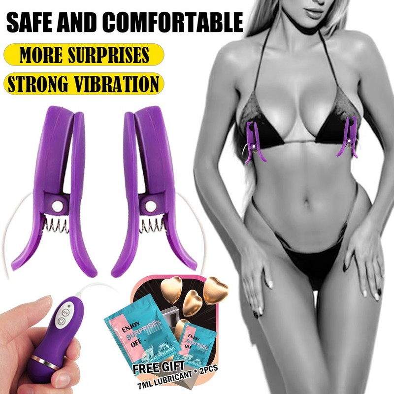 Electric Vibrating Breast Nipple Clamps Clit Clip SM Bondage Sex-toy-for-Women