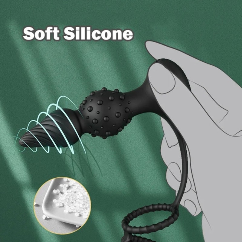 Penis Cock Ring Anal Butt Plug Vibrator Male Prostate Massager Sex Toys For Men