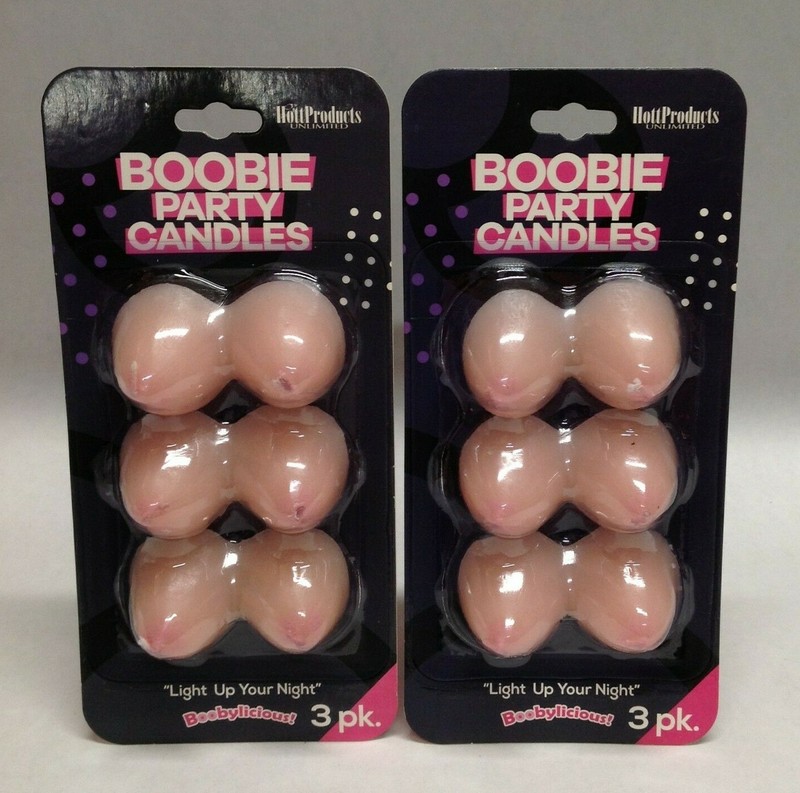 2 Boobie Party Candles 3pks TaTa Birthday Bachelor Party Risque Topless Boob